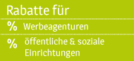 Rabatte für Agenturen und soziale & &ouml;ffentliche Einrichtungen