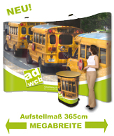 Faltdisplay Curved Mega inklusive Druck, 2 Spotlights und Hardcase