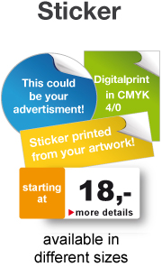Sticker printed in different shapes and sizes