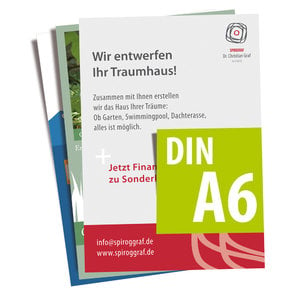 Flyer, DIN A6 (105x148mm), 4/4 CMYK, 250g/qm