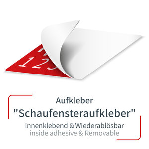 Schaufensteraufkleber mit Druck innenklebend