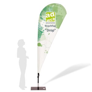 Beachflag "Drop" S mit Druck und Kreuzfuß