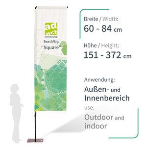 Beachflag 'Square' - Komplett mit Druck - In 3 Größen verfügbar